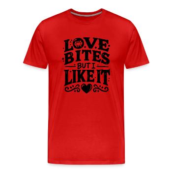 Ich liebe Bites, aber ich mag es - Männer Premium Bio T-Shirt - Rot - Vorne - Damien (186cm)