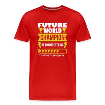 Zukünftiger Weltmeister im Motorradfahren,Sport - Männer Premium Bio T-Shirt - Rot - Vorne - Damien (186cm)