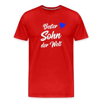 Sohn Geschenk | Bester Sohn der Welt - Männer Premium Bio T-Shirt - Rot - Vorne - Damien (186cm)