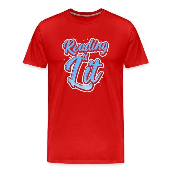 Geschenk für Leseratte oder Bücherwurm - Männer Premium Bio T-Shirt - Rot - Vorne - Damien (186cm)