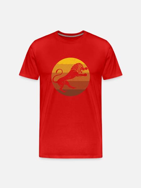 Lion - African Retro - Men's Premium Organic T-Shirt - red