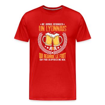 Cadeau drôle lyonnais football Lyon - T-shirt bio Premium Homme - rouge - Devant - Damien (186cm)