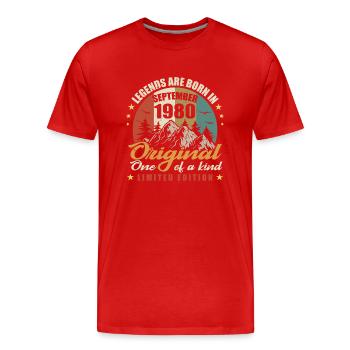 Legends wurden im September 1980 geboren, Original 1980 - Männer Premium Bio T-Shirt - Rot - Vorne - Damien (186cm)