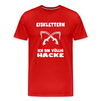 eisklettern iceclimbing eispickel völlig hacke - Männer Premium Bio T-Shirt - Rot - Vorne - Damien (186cm)