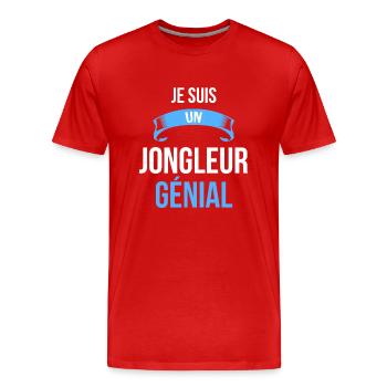 je suis un Jongleur génial - T-shirt bio Premium Homme - rouge - Devant - Damien (186cm)
