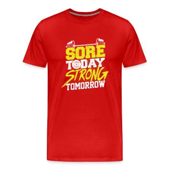 Fitness Score Today Strong Demain - T-shirt bio Premium Homme - rouge - Devant - Damien (186cm)