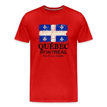 Québec Flag - Canada - Vintage Look - T-shirt bio Premium Homme - rouge - Devant - Damien (186cm)