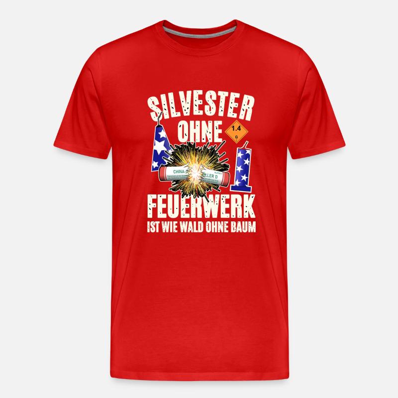 Pyro an Silvester - Männer Premium Bio T-Shirt - Rot