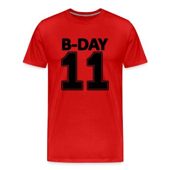 numéro 11 anniversaire 11 Numéro de maillot onze collège - T-shirt bio Premium Homme - rouge - Devant - Damien (186cm)