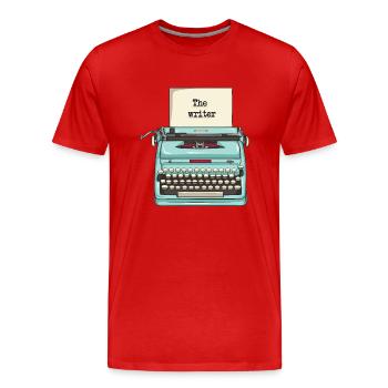 Typewriter - writer - Men's Premium Organic T-Shirt - red - Front - Damien (186cm)