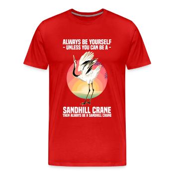 Kranich - Männer Premium Bio T-Shirt - Rot - Vorne - Damien (186cm)