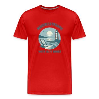 Nordseetherapie - Watt hilft immer - Männer Premium Bio T-Shirt - Rot - Vorne - Damien (186cm)