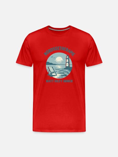 Nordseetherapie - Watt hilft immer - Männer Premium Bio T-Shirt - Rot