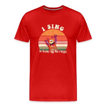 I sing to burn off the crazy retro sunset - Männer Premium Bio T-Shirt - Rot - Vorne - Damien (186cm)