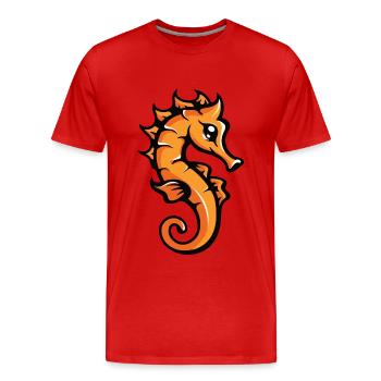 Seepferd Comic - Männer Premium Bio T-Shirt - Rot - Vorne - Damien (186cm)