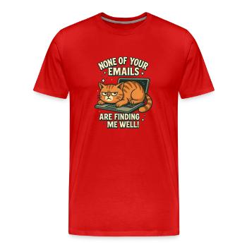 Lustige Sprüche Katze Büro Arbeit Kollegen - Männer Premium Bio T-Shirt - Rot - Vorne - Damien (186cm)