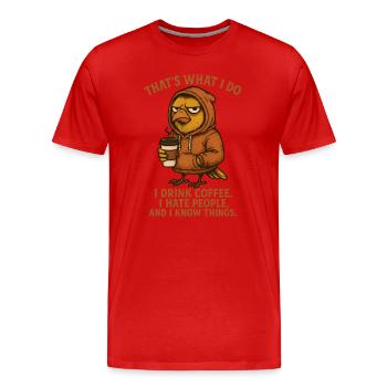 Je déteste les gens café lève-tôt - T-shirt bio Premium Homme - rouge - Devant - Damien (186cm)