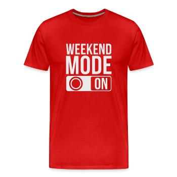 Weekend Mode On - Men's Premium Organic T-Shirt - red - Front - Damien (186cm)