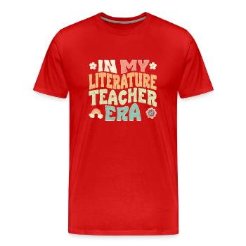À l’époque de mon professeur de littérature - T-shirt bio Premium Homme - rouge - Devant - Damien (186cm)