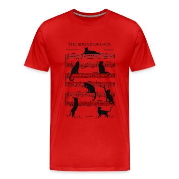 Musical Cats Notes Black - Men's Premium Organic T-Shirt - red - Front - Damien (186cm)