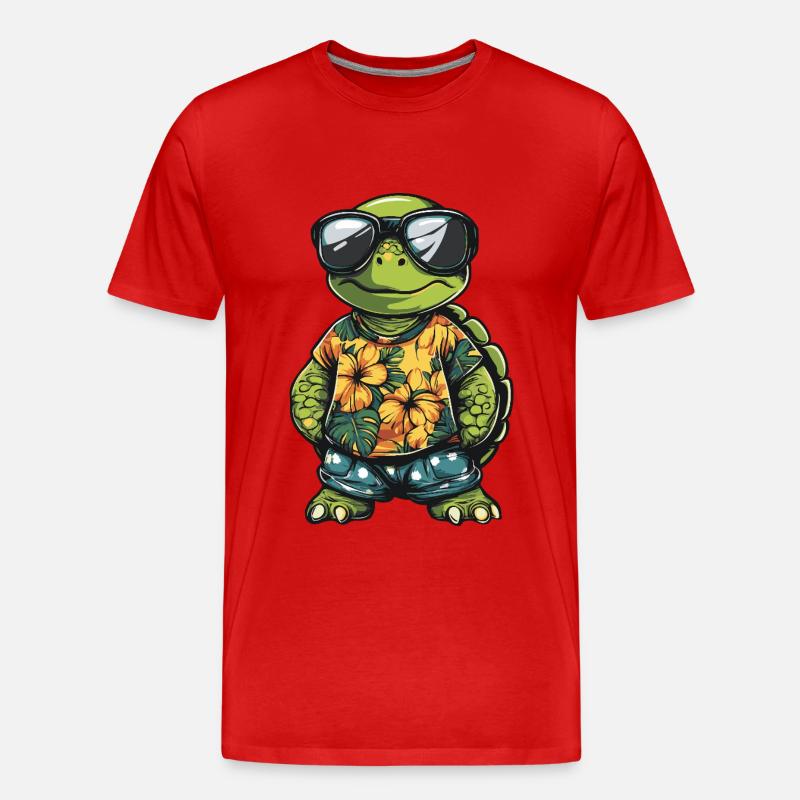 Turtle Comic Funny Summer - Men's Premium Organic T-Shirt - red
