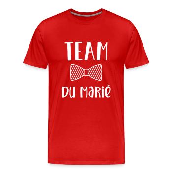 Team du marié, enterrement de vie de garçon - T-shirt bio Premium Homme - rouge - Devant - Damien (186cm)