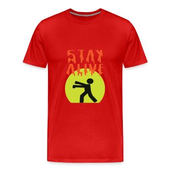 T-shirt de survie amusant avec le slogan « Stay Alive » - T-shirt bio Premium Homme - rouge - Devant - Damien (186cm)