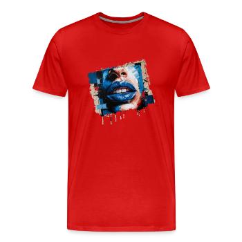 Abstract lips painted with a colorful brush - Men's Premium Organic T-Shirt - red - Front - Damien (186cm)