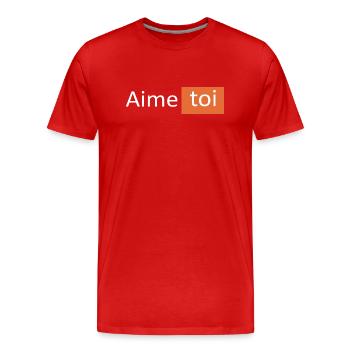 AIME TOI - T-shirt bio Premium Homme - rouge - Devant - Damien (186cm)