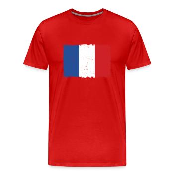 Drapeau France Grunge - T-shirt bio Premium Homme - rouge - Devant - Damien (186cm)