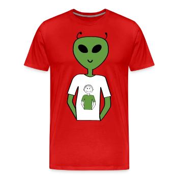 Alien menschliches T-Shirt - Männer Premium Bio T-Shirt - Rot - Vorne - Damien (186cm)
