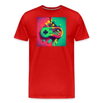 Retro Konsole - Männer Premium Bio T-Shirt - Rot - Vorne - Damien (186cm)