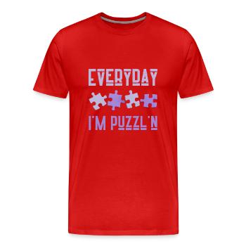 Jeden Tag bin ich Puzzl'n Jigsaw Puzzle Master Puzzling - Männer Premium Bio T-Shirt - Rot - Vorne - Damien (186cm)