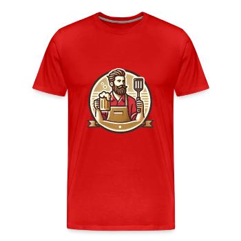 Bearded Grill Master Badge Design - Men's Premium Organic T-Shirt - red - Front - Damien (186cm)