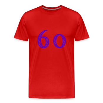 60 JAHRE. 60-JÄHRIGES JUBILÄUM. GEBURTSTAG 60 JAHRE. 60 - Männer Premium Bio T-Shirt - Rot - Vorne - Damien (186cm)