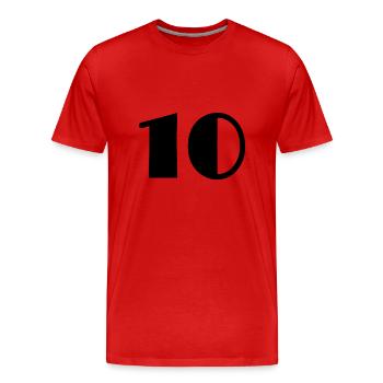 10. 10 JAHRE. 10-JÄHRIGES JUBILÄUM. GEBURTSTAG 10 JAHRE - Männer Premium Bio T-Shirt - Rot - Vorne - Damien (186cm)