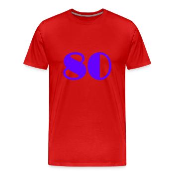 80. 80 JAHRE. 80-JÄHRIGES JUBILÄUM. GEBURTSTAG 80 JAHRE. - Männer Premium Bio T-Shirt - Rot - Vorne - Damien (186cm)