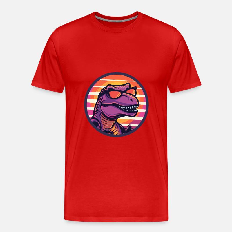 Dinosaurier T-Rex Cool Sommer - Männer Premium Bio T-Shirt - Rot