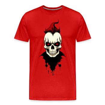 Crâne aux yeux rouges - T-shirt bio Premium Homme - rouge - Devant - Damien (186cm)