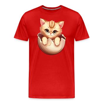 Chaton éclot de l’œuf, Mignon design animal - T-shirt bio Premium Homme - rouge - Devant - Damien (186cm)