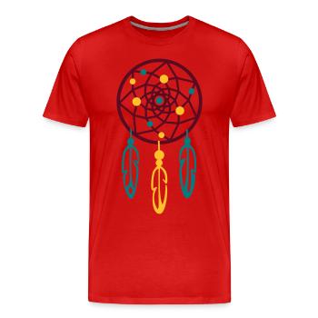Traumfänger / Dreamcatcher PERLEN - Männer Premium Bio T-Shirt - Rot - Vorne - Damien (186cm)