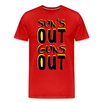 Guns Out - Männer Premium Bio T-Shirt - Rot - Vorne - Damien (186cm)