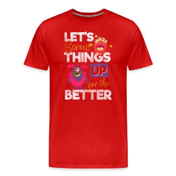 Les monstres effraient terriblement mignons - T-shirt bio Premium Homme - rouge - Devant - Damien (186cm)