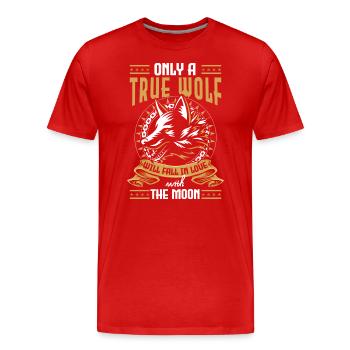 Loups Chien Mysticisme Pleine Lune - T-shirt bio Premium Homme - rouge - Devant - Damien (186cm)
