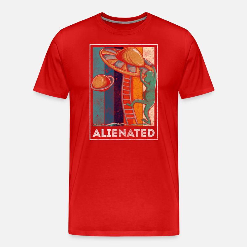 Aliens Raumschiff Erdling - Männer Premium Bio T-Shirt - Rot