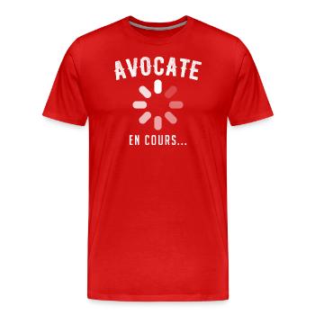 Avocate en cours - T-shirt bio Premium Homme - rouge - Devant - Damien (186cm)