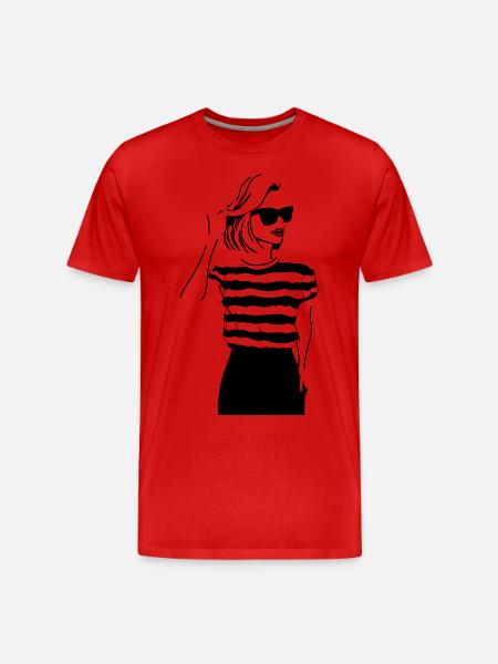 Girl with red Lips - Men's Premium Organic T-Shirt - red