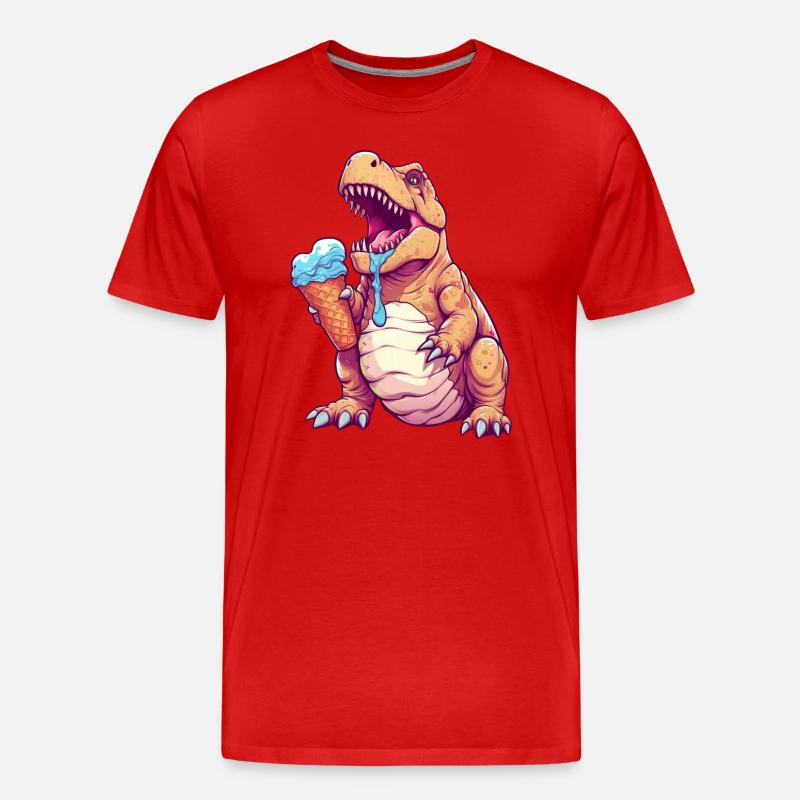 Eiscreme-Dino - Männer Premium Bio T-Shirt - Rot