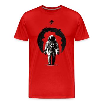 ASTRONAUT IM WELTRAUM AUF DEM WEG AUS DEM SCHWARZEN LOCH - Männer Premium Bio T-Shirt - Rot - Vorne - Damien (186cm)