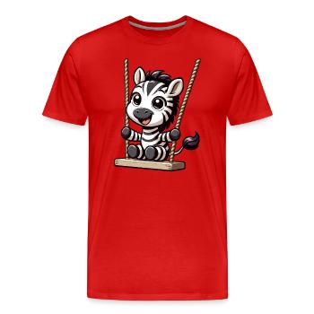 Ein süßes Zebra sitzt auf einer Schaukel - Männer Premium Bio T-Shirt - Rot - Vorne - Damien (186cm)